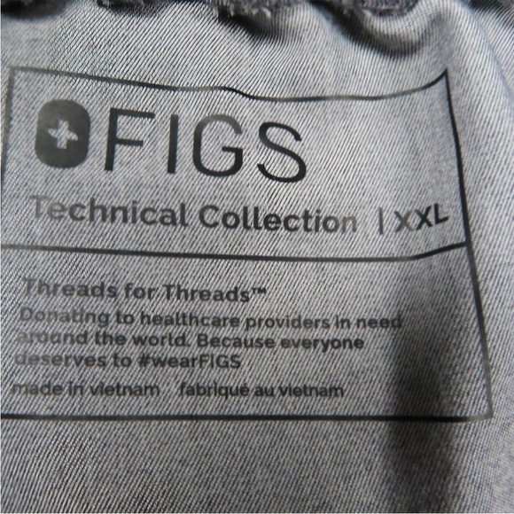 Figs scrubs Gray Pants with Teal Drawstring - Picture 4 of 5